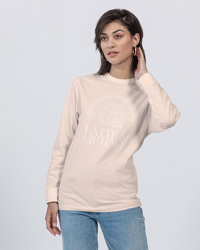 Latte & Liftoff Unisex Long Sleeve Tee | Lane Seven