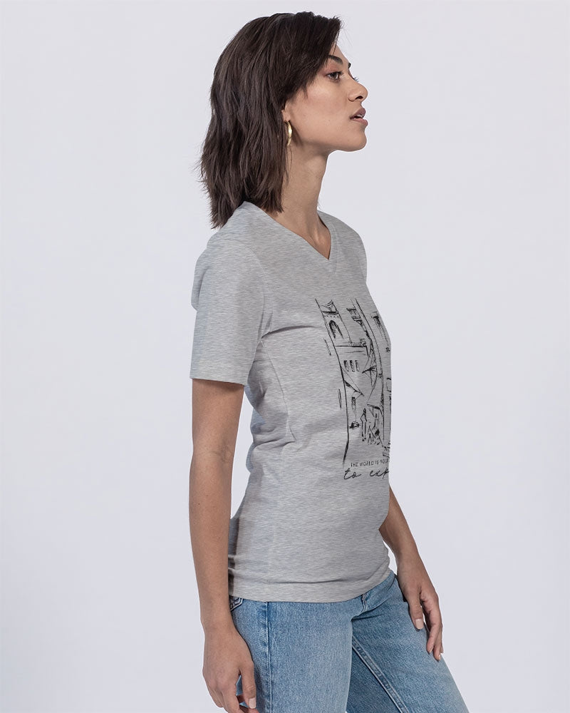 The World Is Yours Unisex Jersey V-Neck Tee | Bella + Canvas