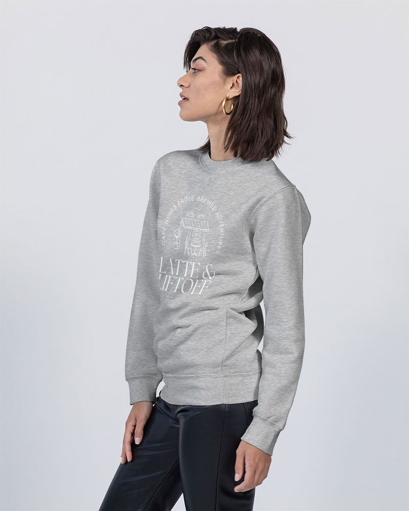 Latte & Liftoff Unisex Premium Crewneck Sweatshirt | Lane Seven