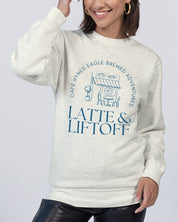 Latte & Liftoff Unisex Premium Crewneck Sweatshirt | Lane Seven