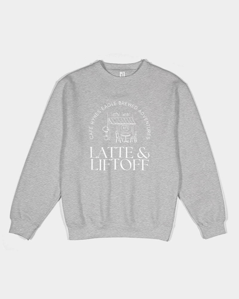 Latte & Liftoff Unisex Premium Crewneck Sweatshirt | Lane Seven