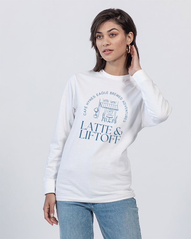 Latte & Liftoff Unisex Long Sleeve Tee | Lane Seven